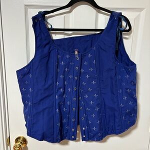 Blue Boned Bodice with Fleur-de-Lis Pattern